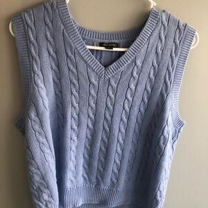 NEVER WORN Blue Cable Knit Sleeveless Sweater Vest
